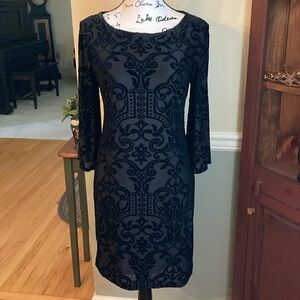 Ronni Nicole black stretch knit patterned dress